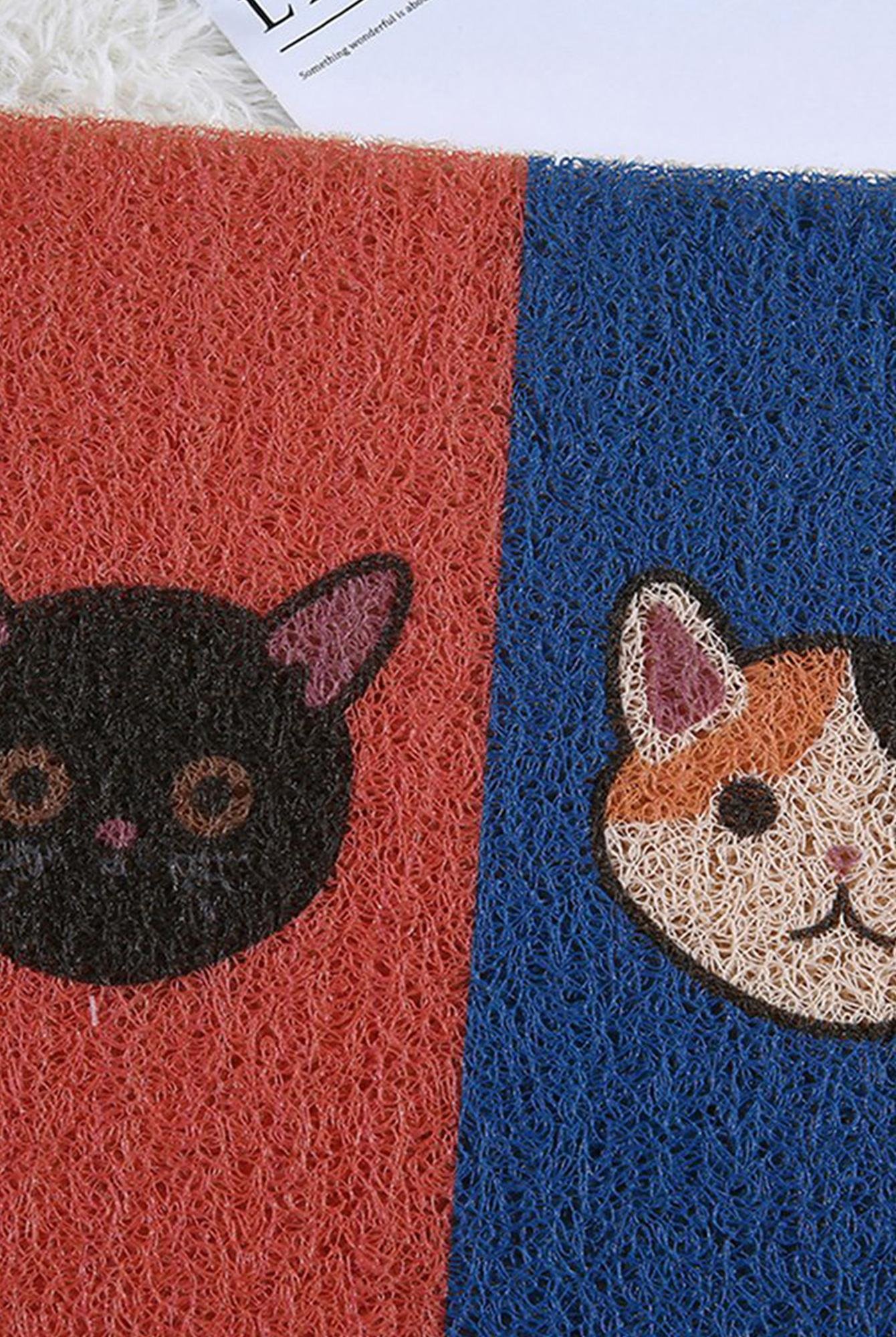  Yoyoso PVC Welcome Cats Sloganlı Dekoratif Çok Amaçlı Kapı önü İç Mekan Banyo Mutfak Paspası 40 x 60 cm