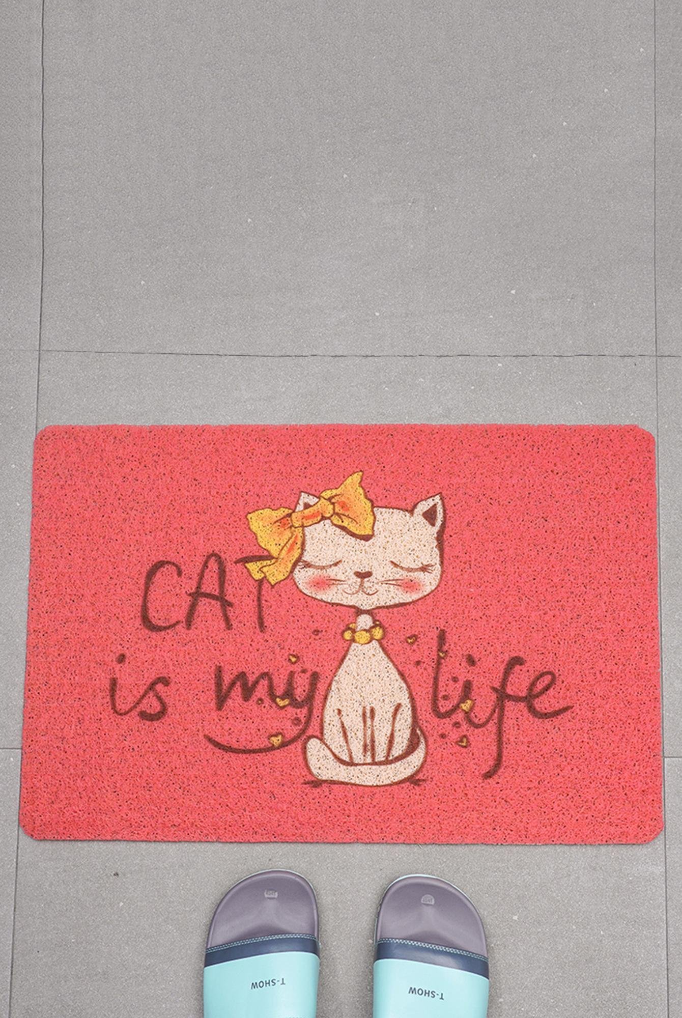  Yoyoso Dekoratif Sloganlı Kauçuk Kapıönü Paspas Cats My Life 40 x 60 cm