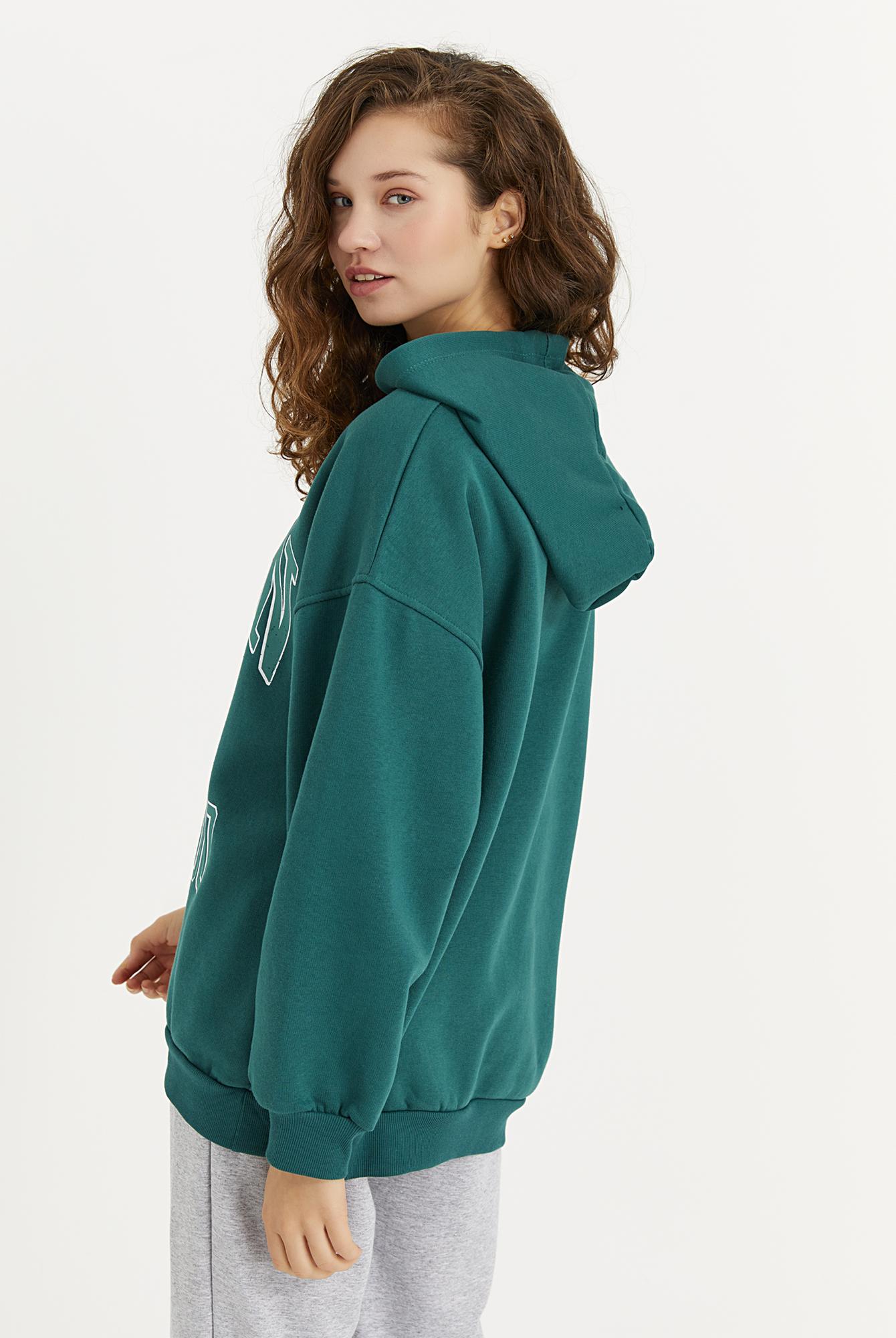  Ecrou Kadın Yeşil Aspen Colorado Yazılı Kapüşonlu 3 İplik Oversize Sweat