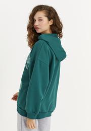  Ecrou Kadın Yeşil Aspen Colorado Yazılı Kapüşonlu 3 İplik Oversize Sweat