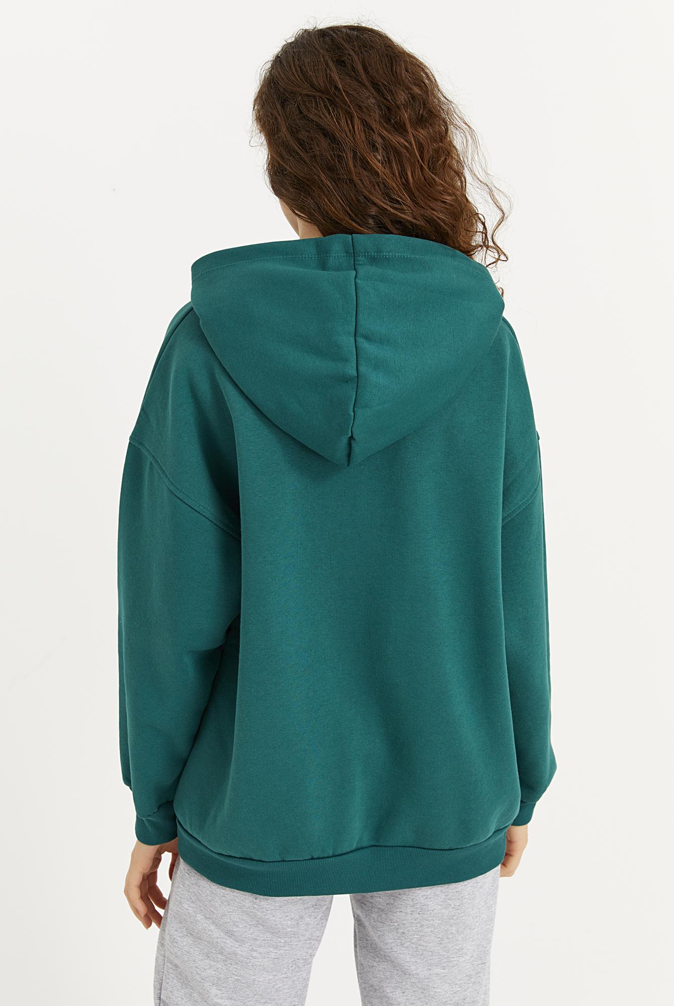  Ecrou Kadın Yeşil Aspen Colorado Yazılı Kapüşonlu 3 İplik Oversize Sweat