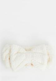  Yoyoso Fiyonklu Çizgili Saç Toplama Bandı Tacı Beyaz 9 x 18 cm