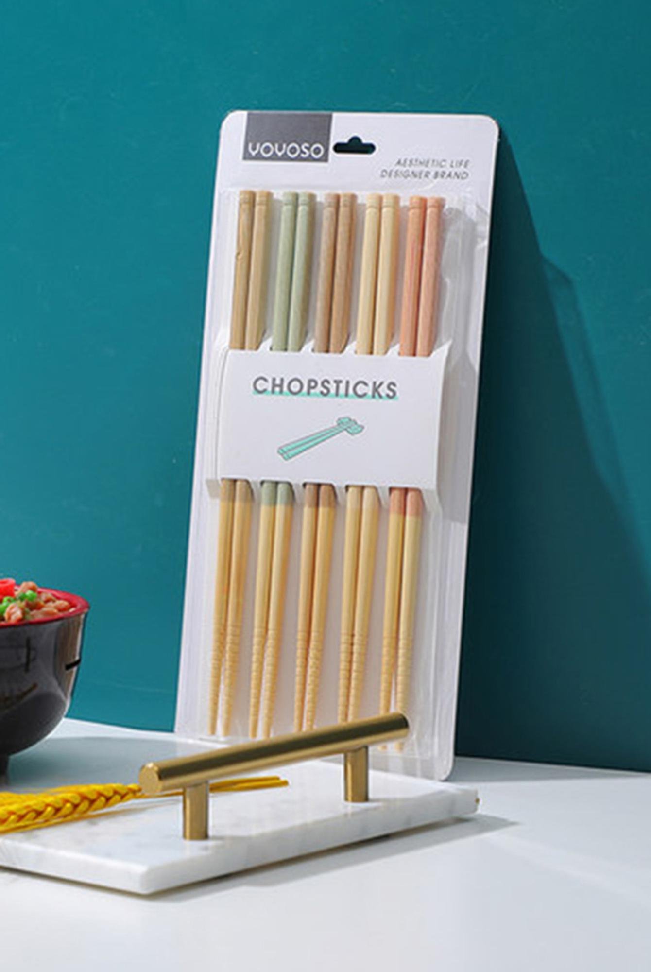  Yoyoso Bambu Chopstick Seti 5 Çift Pastel Renkli