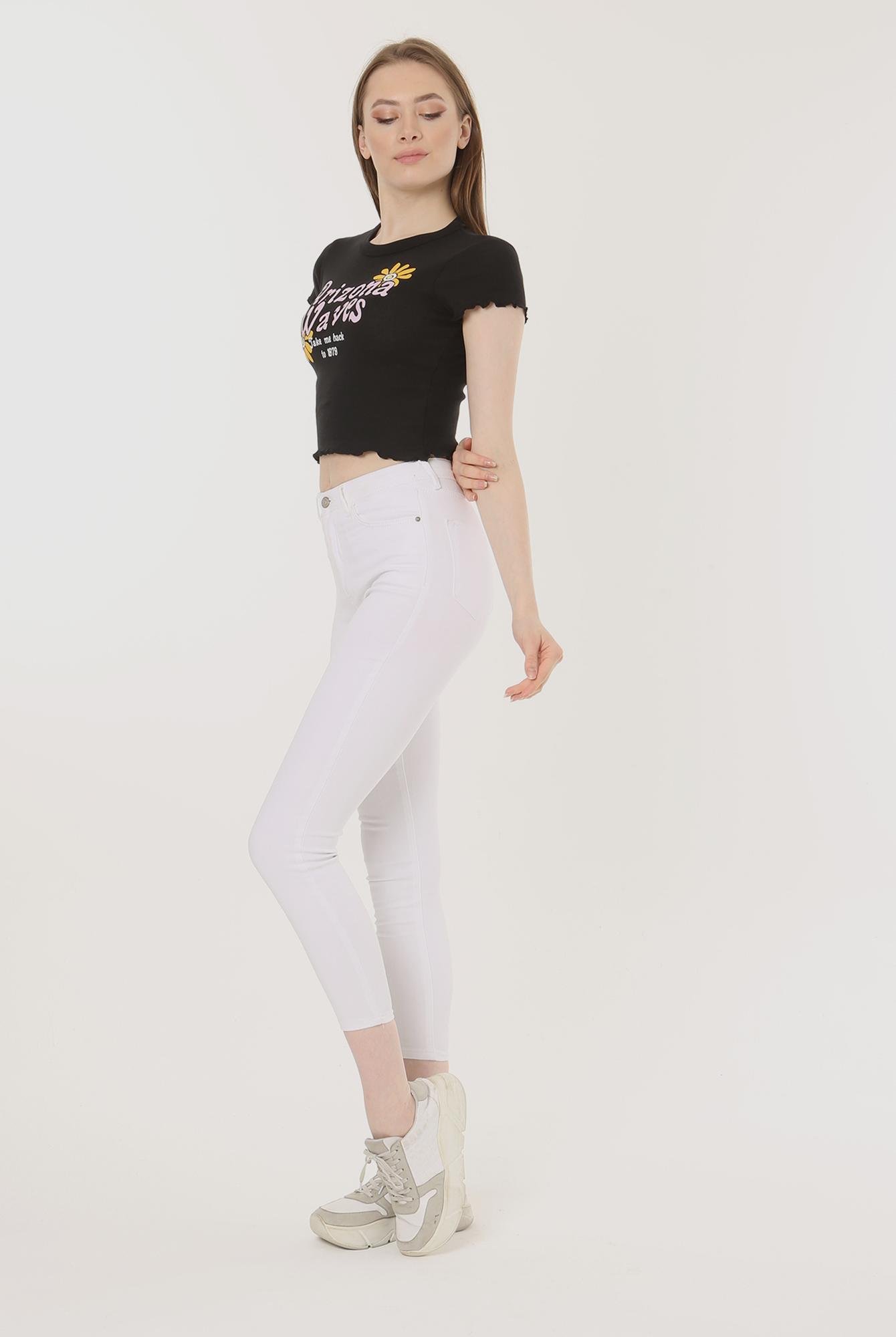  Ecrou Kadın Defne Beyaz Dar Paça Yüksek Bel Skinny Jeans