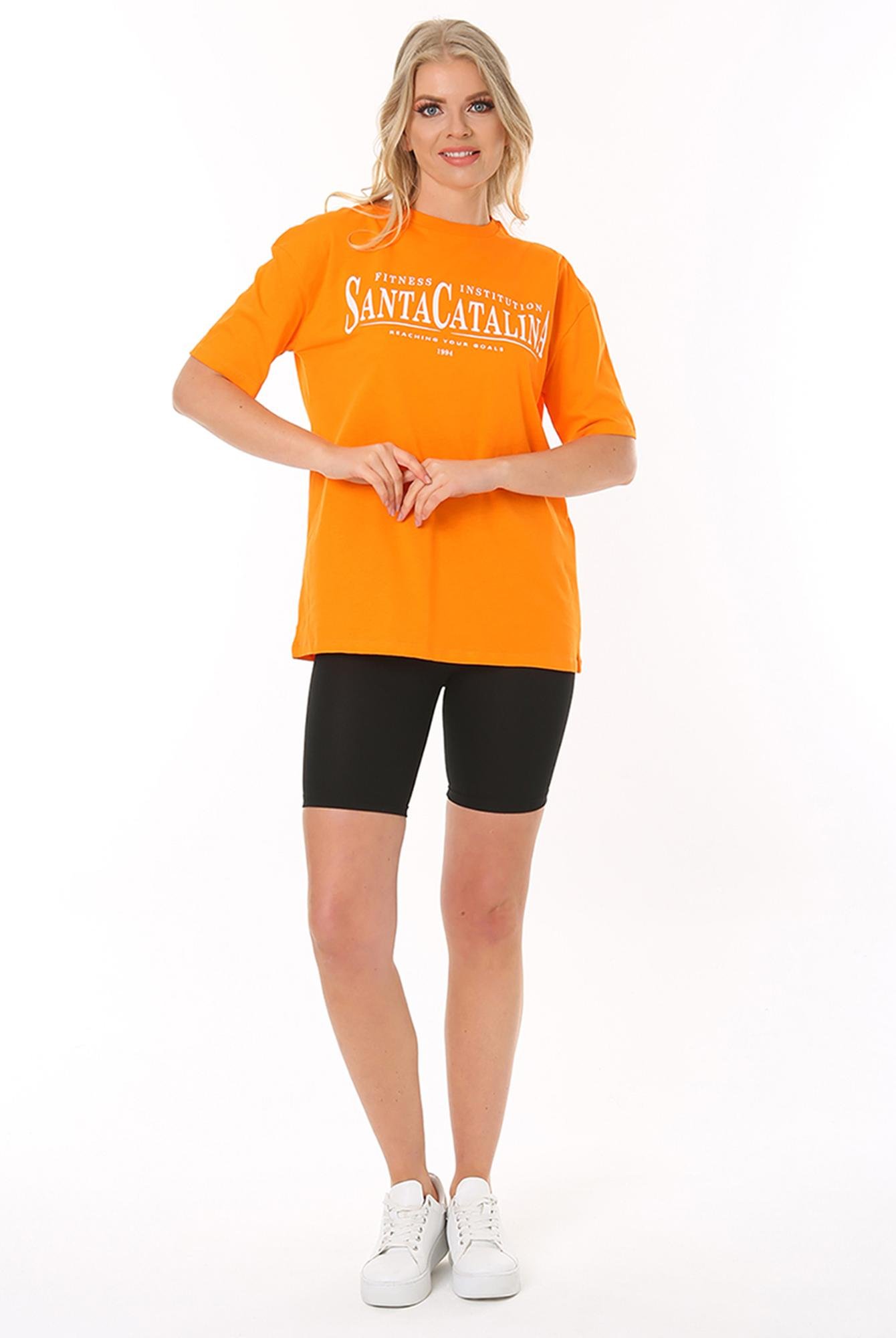  Ecrou Kadın Oranj Santa Catalina Baskılı Regular Fit Tshirt