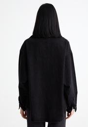  Ecrou Kadın Siyah Büyük Çift Cepli Oversize Gabardin Ceket