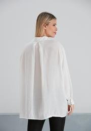  Yoyoso Kadın Beyaz Salaş Kalıp Uzun Kol Parlak Gömlek