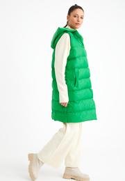  Ecrou Kadın Yeşil Çıt Çıt Kaplamalı Oversize Kapüşonlu Uzun Yelek