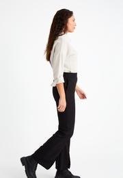  Ecrou Kadın Siyah Ön Paçası Yırtmaçlı Beli Lastikli Pantolon