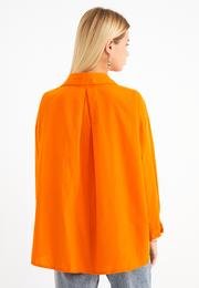  Ecrou Kadın Oranj Tek Cepli Oversize Poplin Gömlek