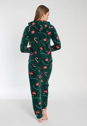  Ecrou Kadın Yeşil NEW Yılbaşı Kapüşonlu Pijama Takım