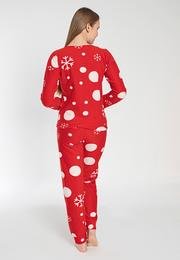  Ecrou Kadın Kırmızı NEW Yılbaşı Kapüşonlu Pijama Takım
