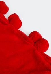 Ecrou Pufy Welsoft Ponponlu Battaniye 105x160  Kırmızı