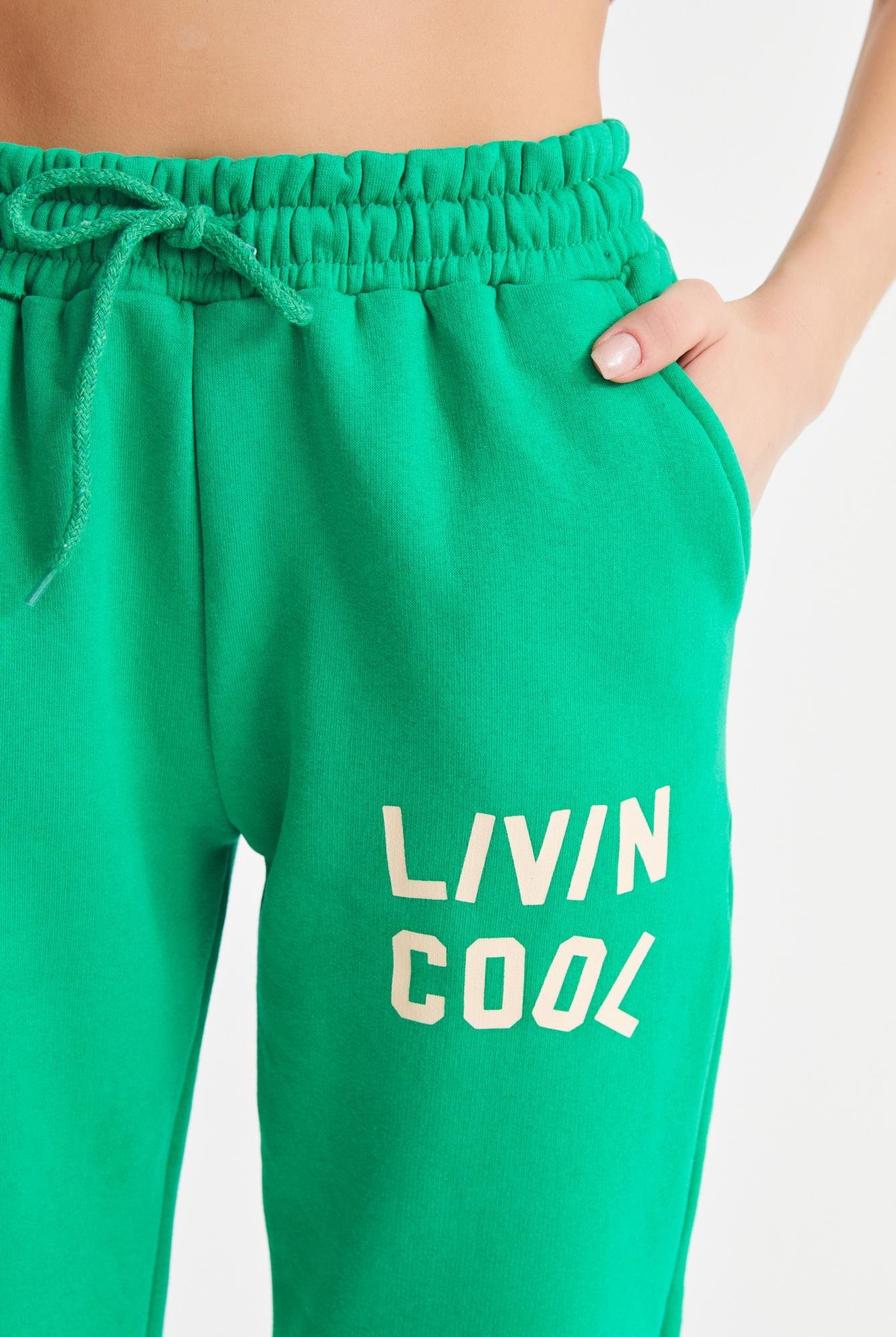  Ecrou Kadın Yeşil Livin Cool Baskı Jogger Örme Pantolon