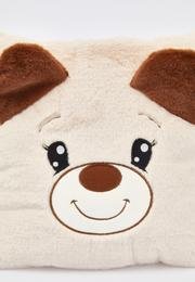  Sevimli Köpek Desenli Pelüş Yumuşak Uyku Arkadaşı Dekoratif Yastık 35 cm Bej Kahve