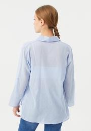  Ecrou Kadın Bebek Mavi Kolu Katlamalı Kesme Ponpon Desen Regular Fit Gömlek