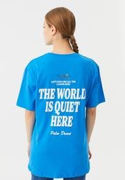  Ecrou Kadın Mavi The World Ön Ve Sırt Baskılı Oversize Tshirt