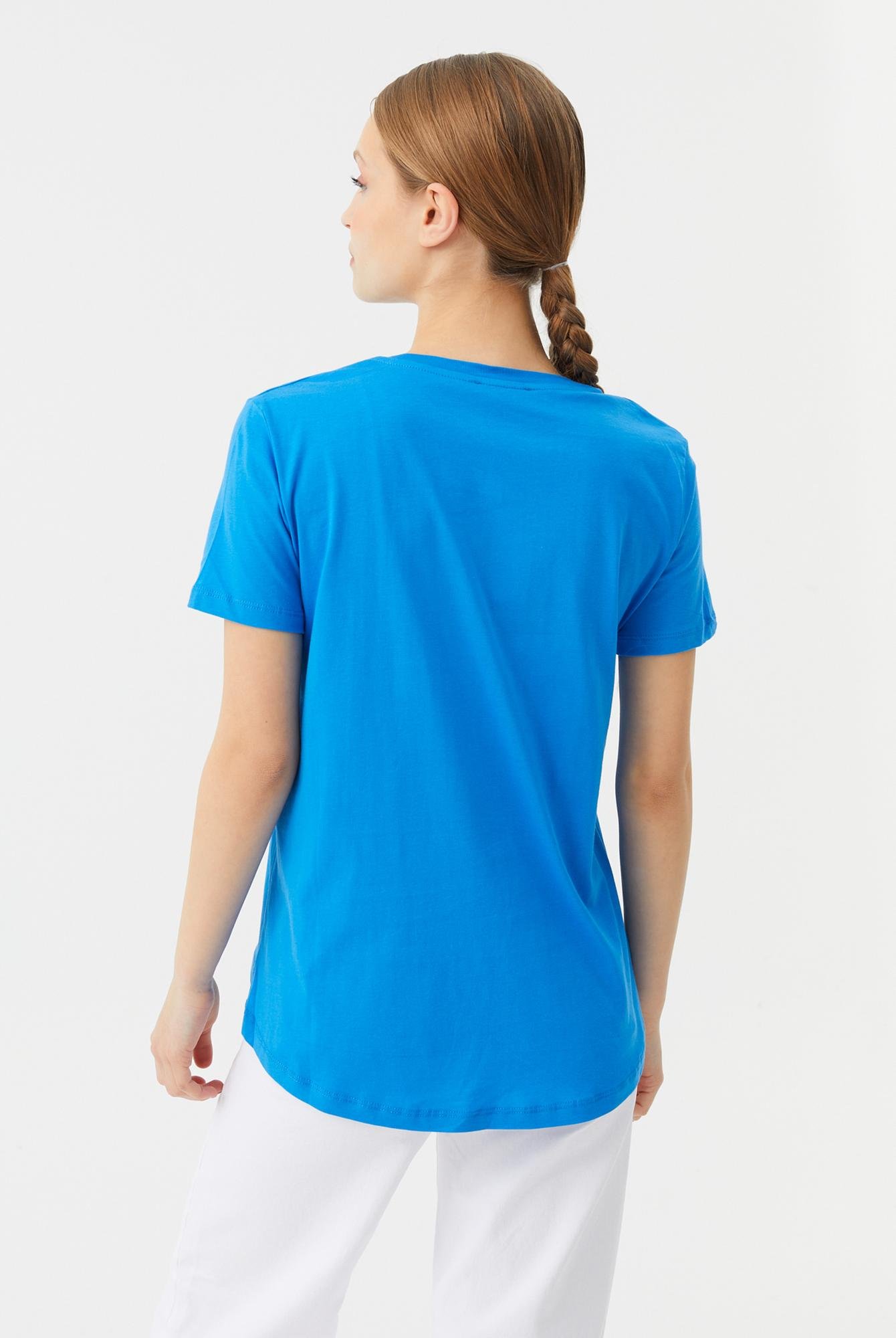  Ecrou Kadın Mavi Altı Oval Regular Fit Basic Tshirt