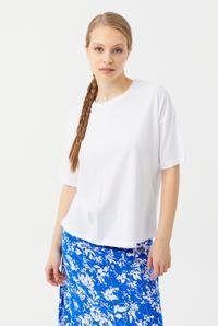  Ecrou Kadın Beyaz Düşük Kol Oversize Basic Tshirt