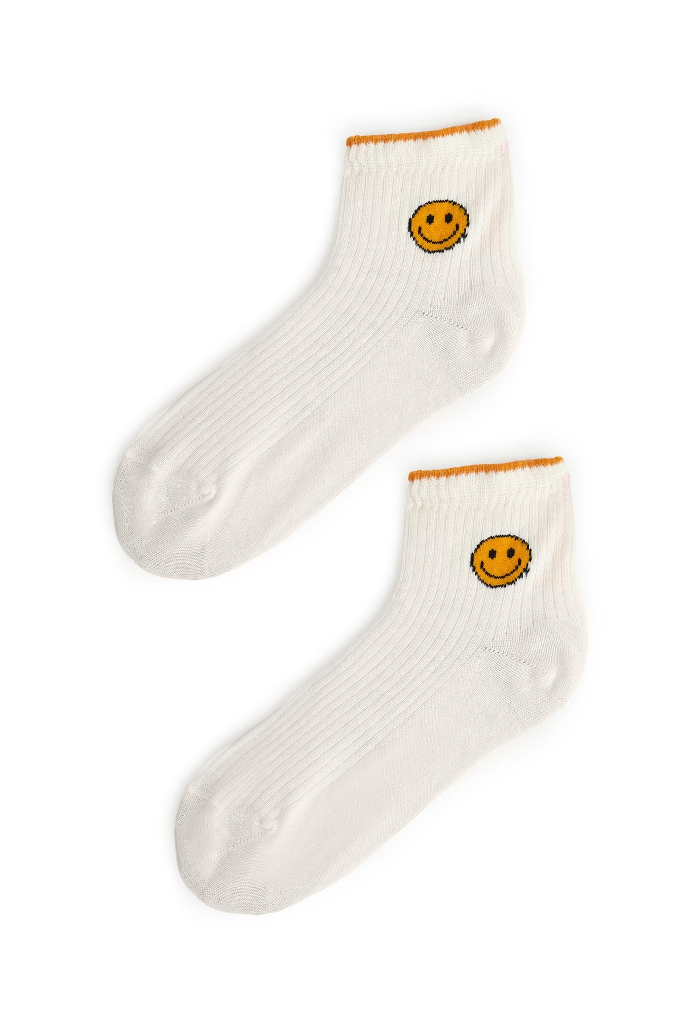  Ecrou Gülücük Desenli Bej Yarım Konç Çorap