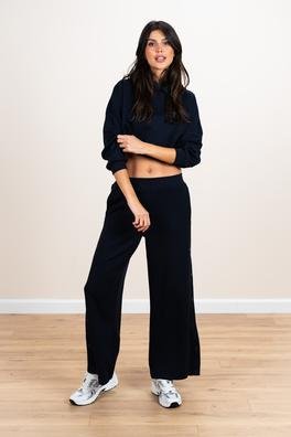 Ecrou Kadın Lacivert Modal Yanı Çıtçıtlı Bol Paça Örme Pantolon
