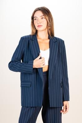 Ecrou Kadın Lacivert Çizgili Oversize Ceket