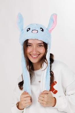 Ecrou Kulakları Hareket Eden Tavşan Şapka Ledli Açık Mavi