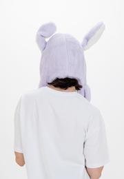  Ecrou Pelüş Kulakları Hereket Eden Sevimli Tavşan Şapka Bere  Mor 50x 28 cm