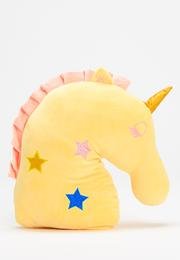  Ecrou Unicorn Karakterli Simli Nakışlı Pelüş Kumaş Dekoratif Yastık 35 x 33 x 11 cm Sarı