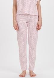  Ecrou Kadın Kırmızı Küçük Kalpli Pantolon Pijama 2Li Takım