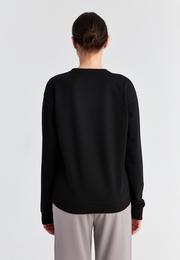  Ecrou Kadın Siyah Bisiklet Yaka Oversize Örme Sweat