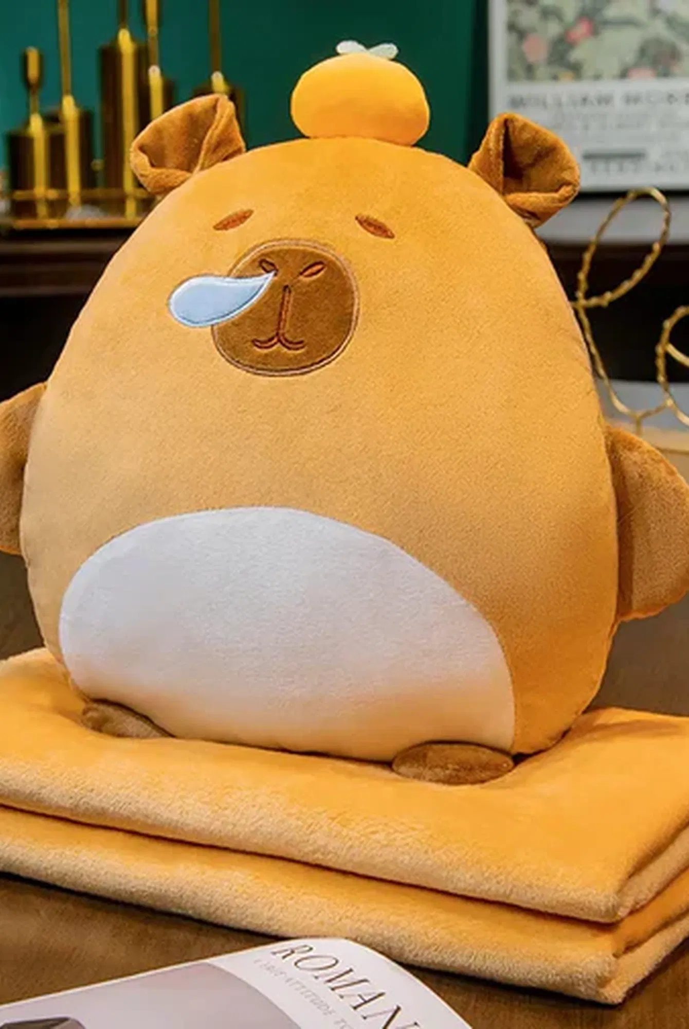  Ecrou Büyük Klulak Capybara Battaniyeli Peluş 40x35cm Kahve