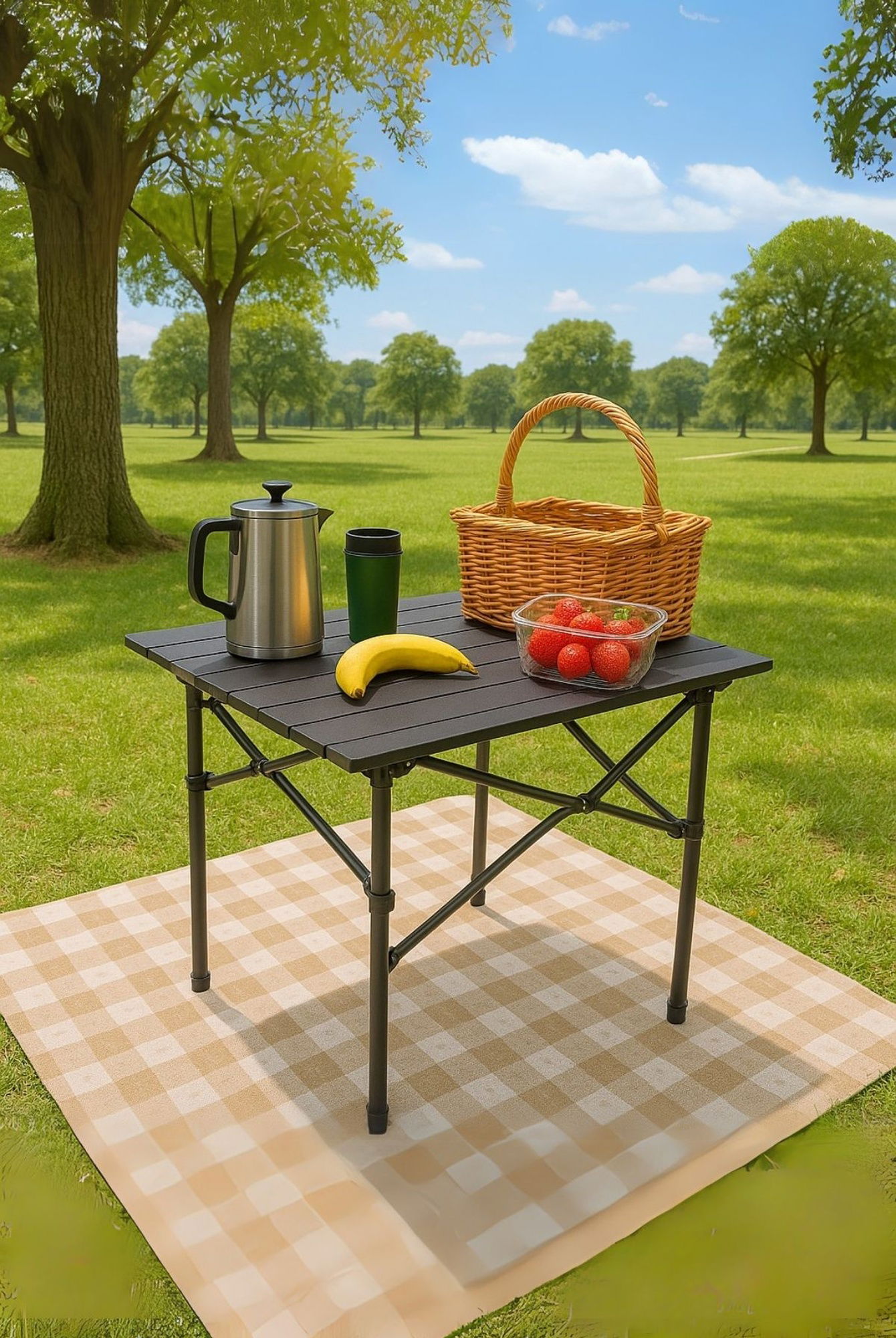  Ecrou Hafif Taşıma Çantalı Katlanır Kamp Piknik Bahçe Masası Siyah 50 x 50 x 50 cm