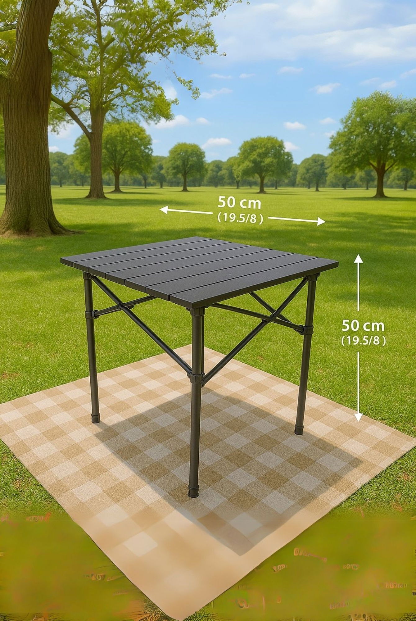  Ecrou Hafif Taşıma Çantalı Katlanır Kamp Piknik Bahçe Masası Siyah 50 x 50 x 50 cm