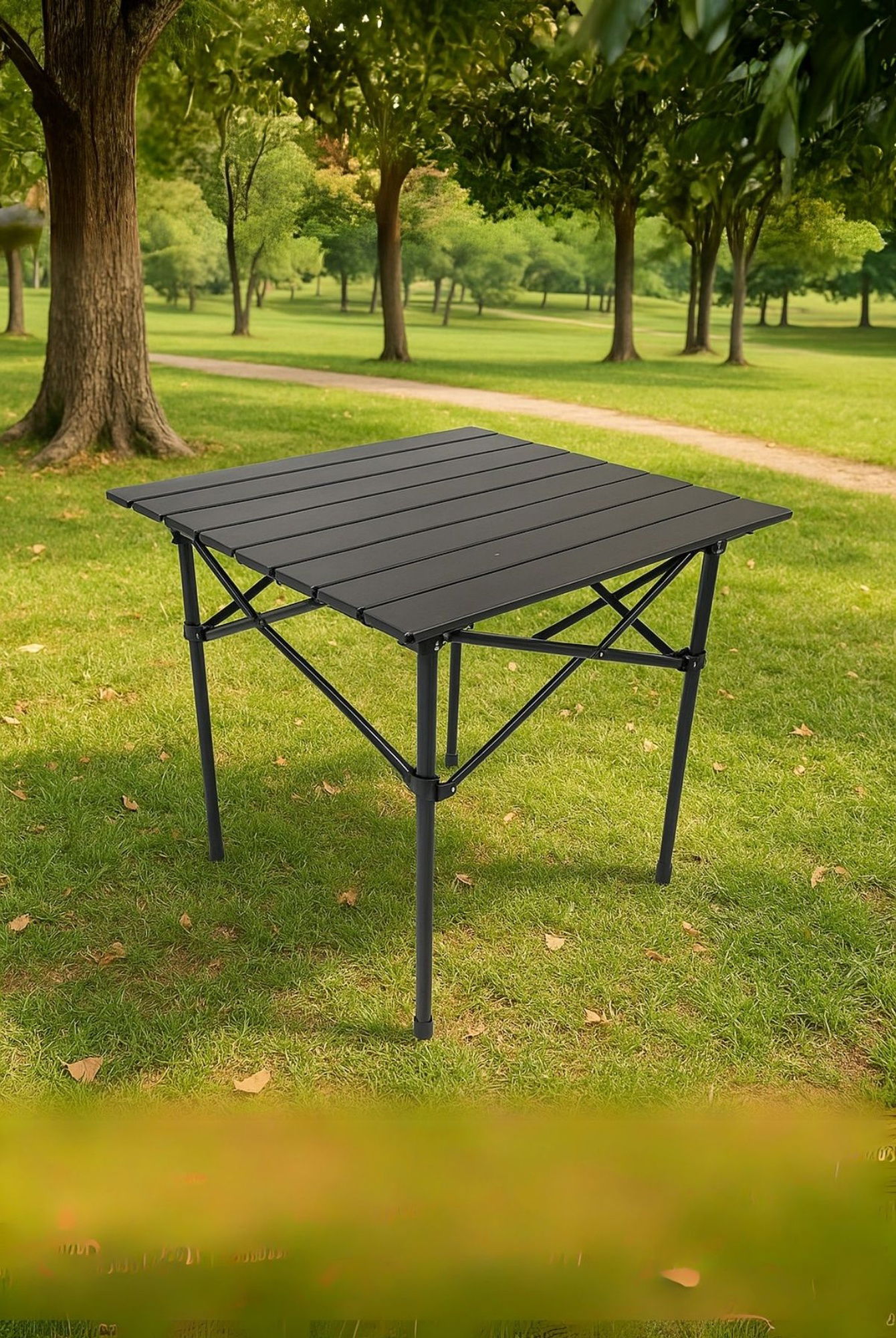  Ecrou Hafif Taşıma Çantalı Katlanır Kamp Piknik Bahçe Masası Siyah 50 x 50 x 50 cm