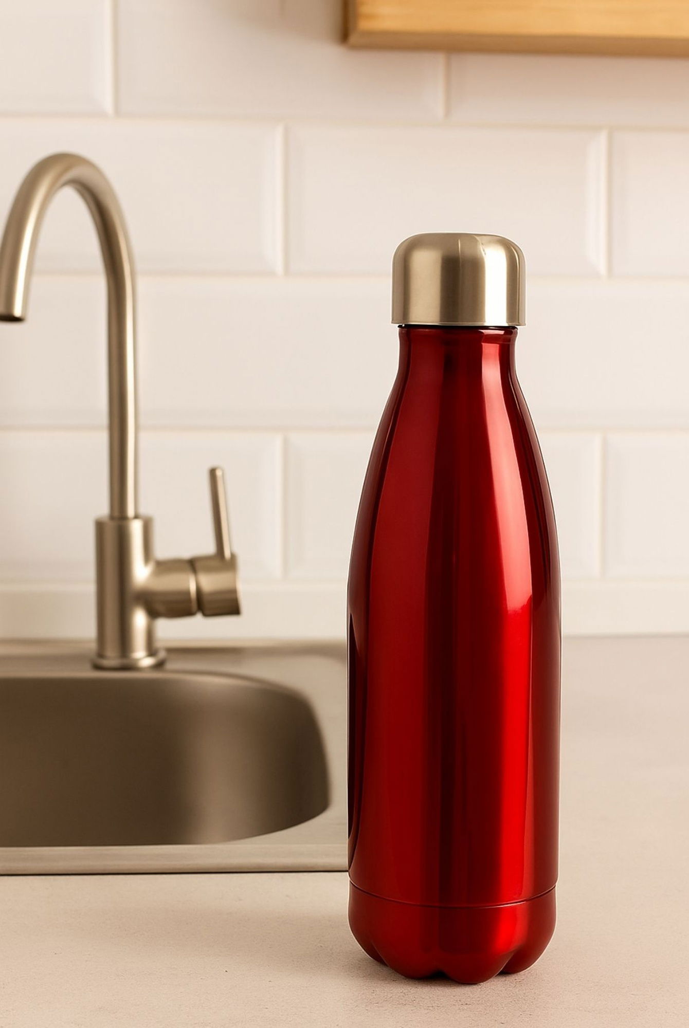  Ecrou Bottle Shape Dijital Göstergeli Termos 500 ml Kırmızı